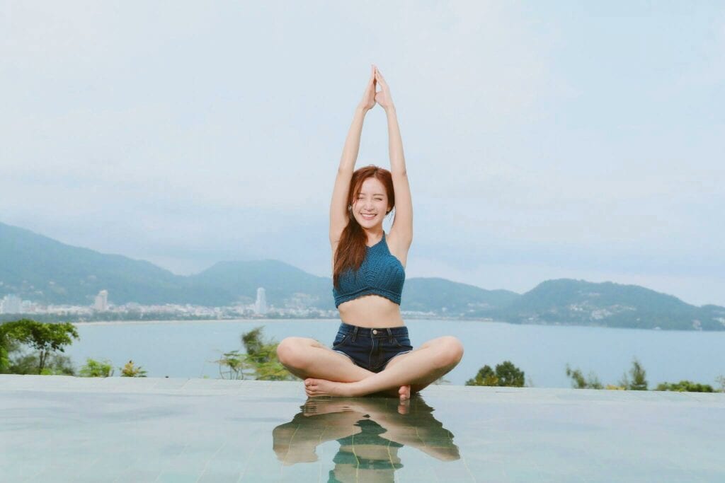 a girl doing yoga